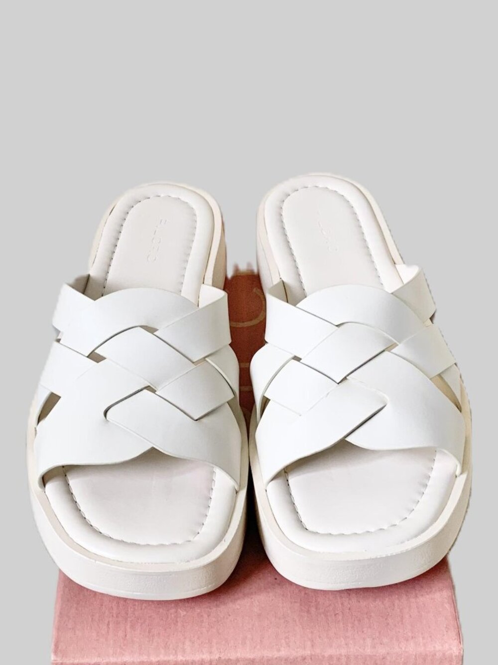 Anthropologie Pilcro Leather Woven Slide Sandals, Cream, Size 39/8.5, NIB - Picture 4 of 15